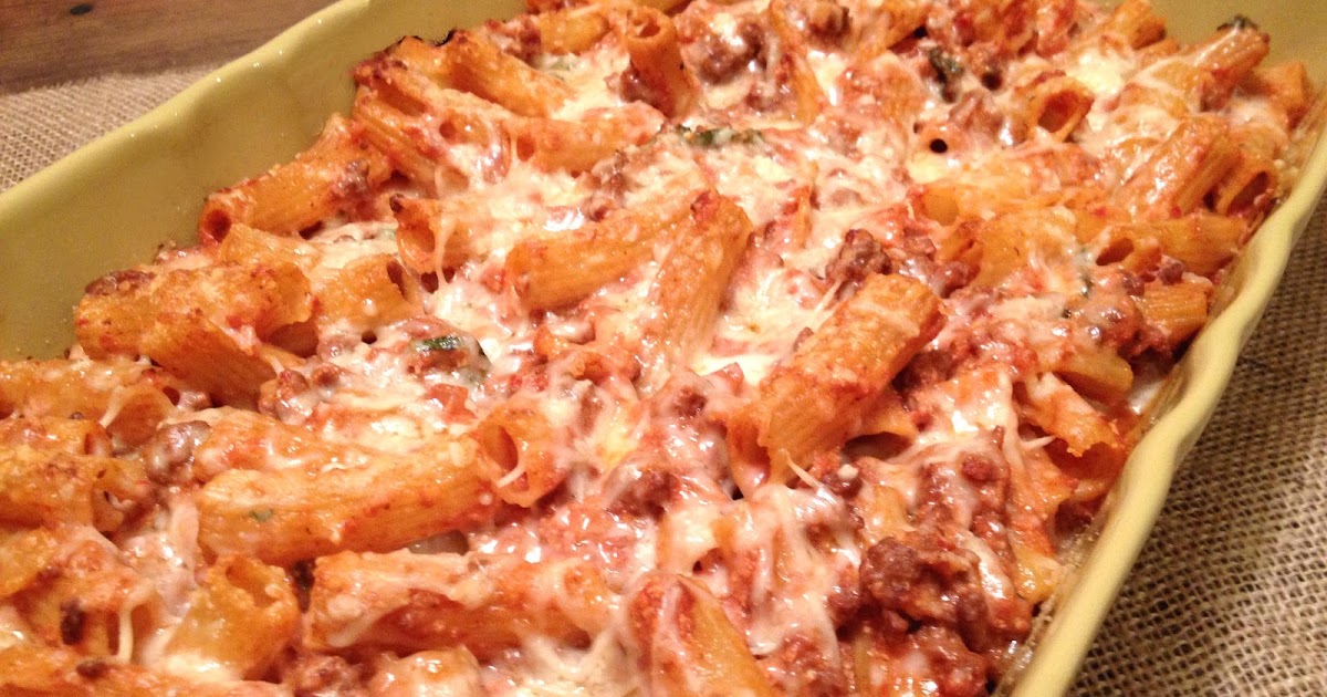 Headspace Baked Ziti with Meat Sauce, Ricotta, and Mozzarella