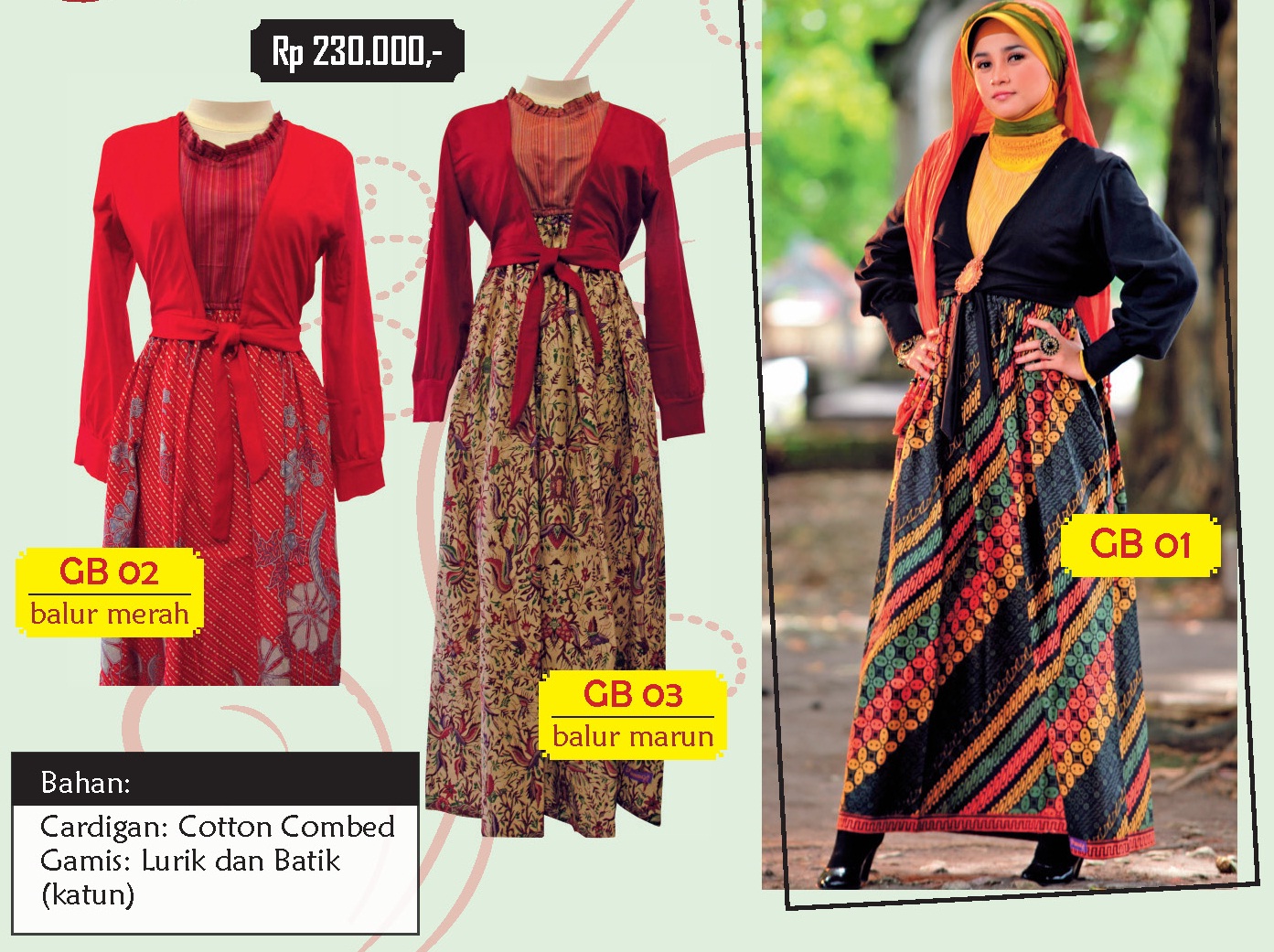 Gamis cantik dari bahan batik dikombinasi dengan katun, menampilkan Gamis cantik dari bahan batik dikombinasi dengan katun, menampilkan