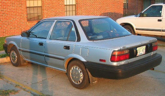 It was a 1989 baby blue Toyota Corolla Ohhhh yeah