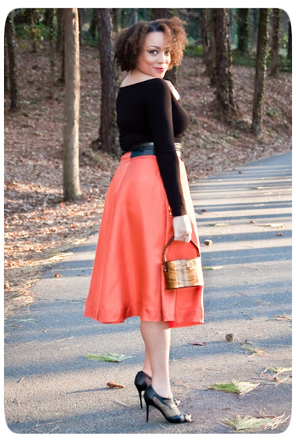 Erica B.'s DIY Style - Orange Midi Skirt