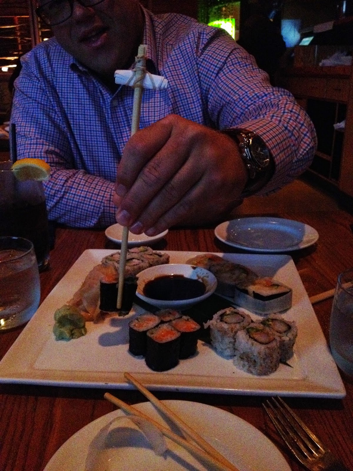 The waiter made Mike "Beginner" Chopsticks The waiter made Mike "Beginner" Chopsticks