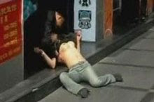 Shanghai street passion drunken men and women feel breast licking breast