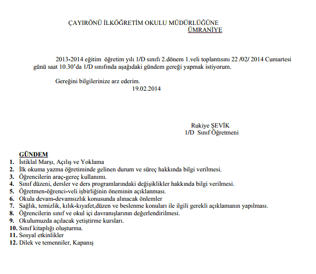 Dönem Veli Toplantı Tutanakları