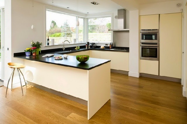 Modern Kitchen with Solid Wood Floor