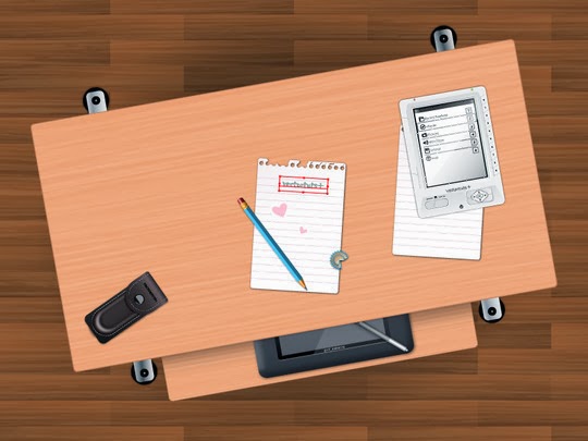 Students Desk in Top View Using Simple Shapes and Textures Students Desk in Top View Using Simple Shapes and Textures