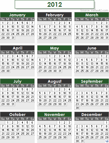 Kalendar 2012 dan Cuti Umum – Berliku Dot Com