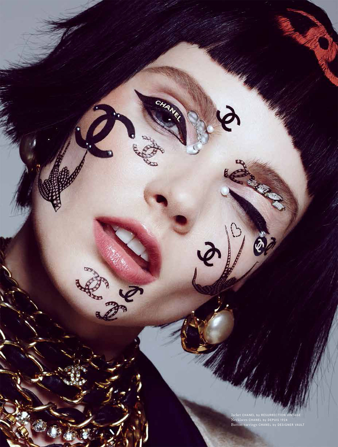 Chanel Temporary Tattoos Beauty Editorial Shoot with model Enly