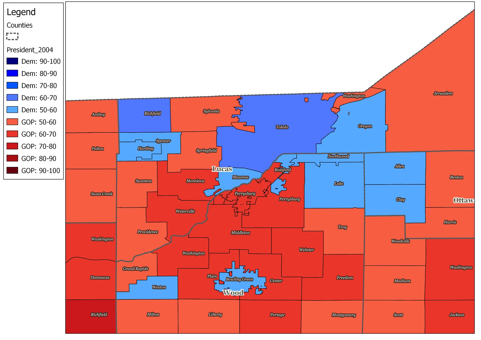 toledo is smaller than ohio s three largest cities but it will still be significant in the 2012 election as table 1 shows bush won sylvania by 3 000 toledo is smaller than ohio s three largest cities but it will still be significant in the 2012 election as table 1 shows bush won sylvania by 3 000