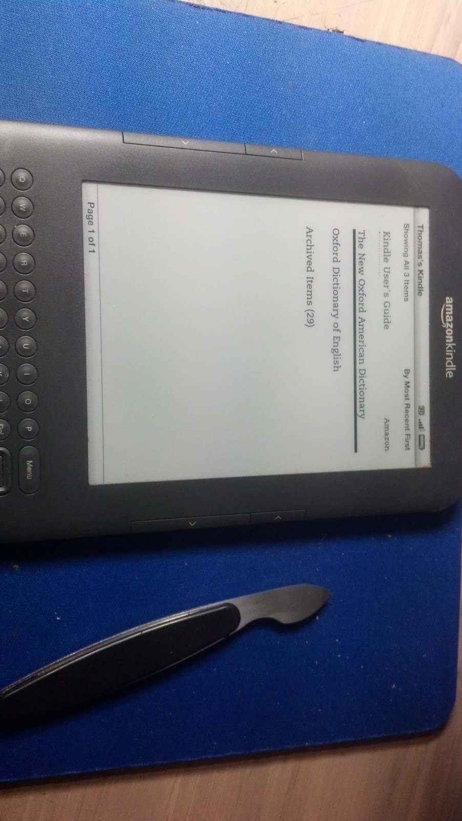 Siliconfish Repaired Kindle 3 Keyboard 3G that was freezing