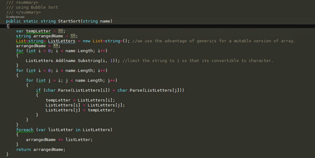 Bubble Sort in C# Console