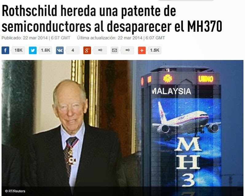 Vuelo M/370: Rothschild. Único vivo de 5, titular de Patente Vuelo M/370: Rothschild. Único vivo de 5, titular de Patente