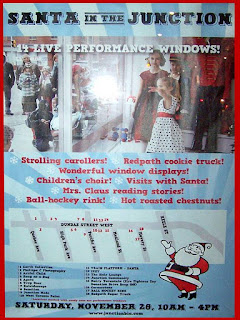 Santa in the Toronto Junction with live performance windows, November 26, 2011