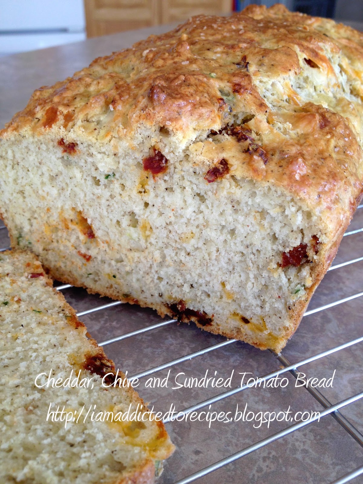 Addicted to Recipes Cheddar, Chive and Sundried Tomato Bread