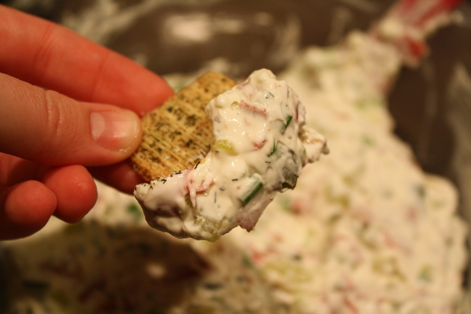 Making Mama's Kitchen Dried Beef & Pickle Dip