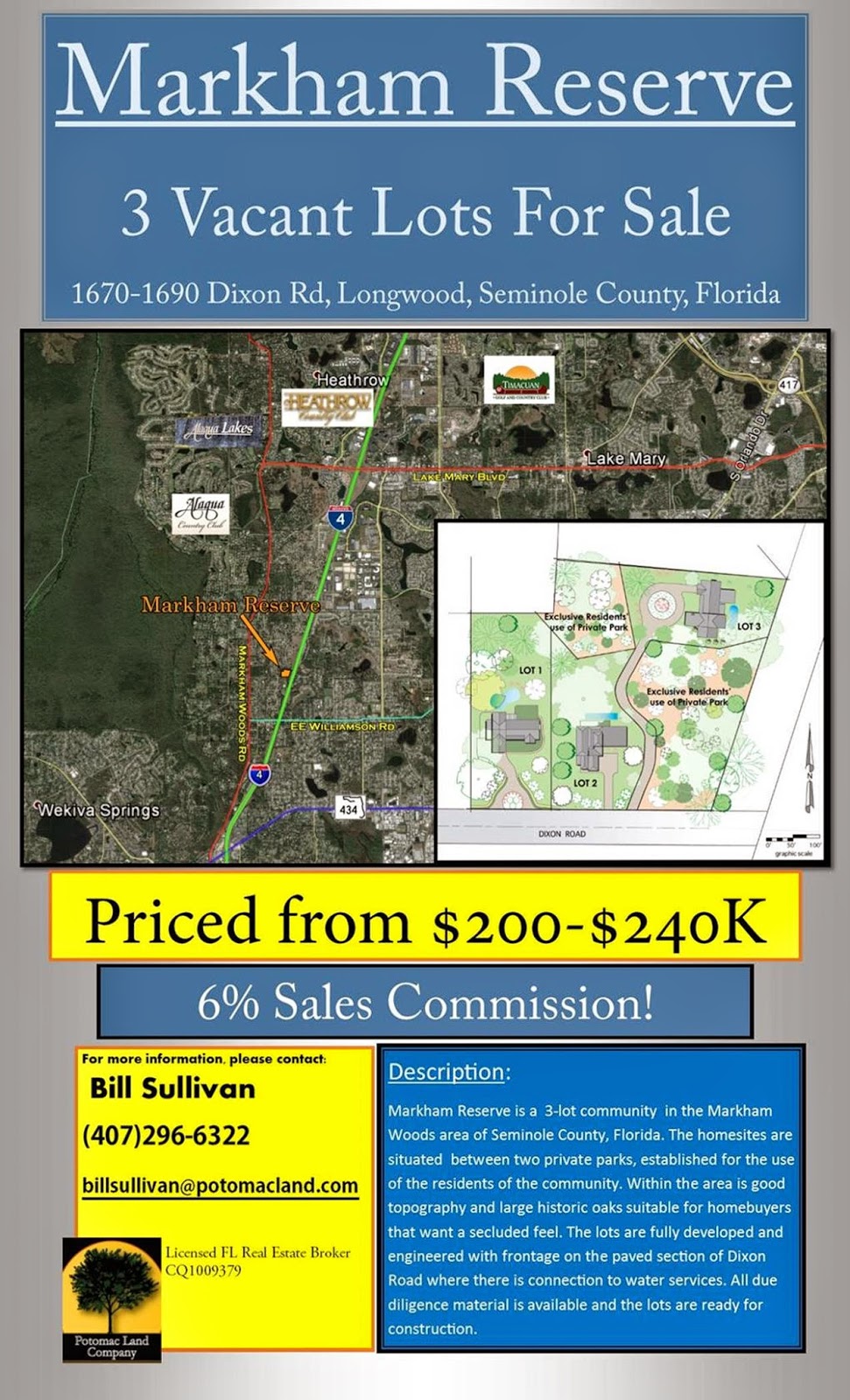 Vacant Land ALSO Has Rebate Offers Seminole County Markham Woods