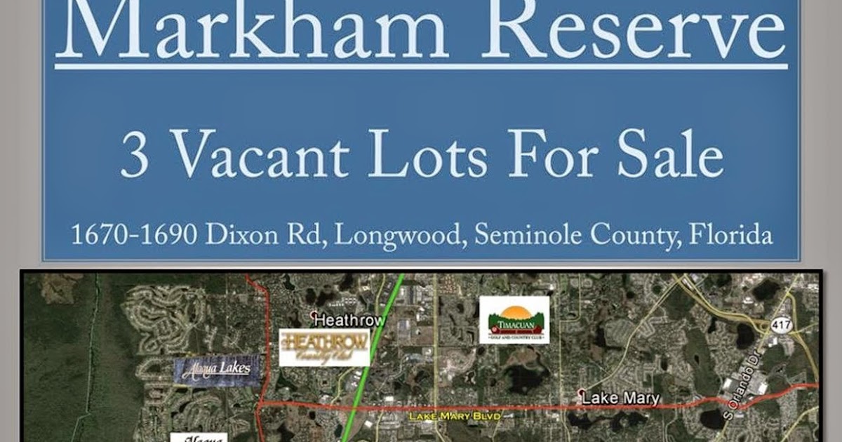 Vacant Land ALSO Has Rebate Offers Seminole County Markham Woods