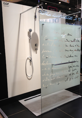 Paroi de douche sérigraphie mots ODF via Nat et nature