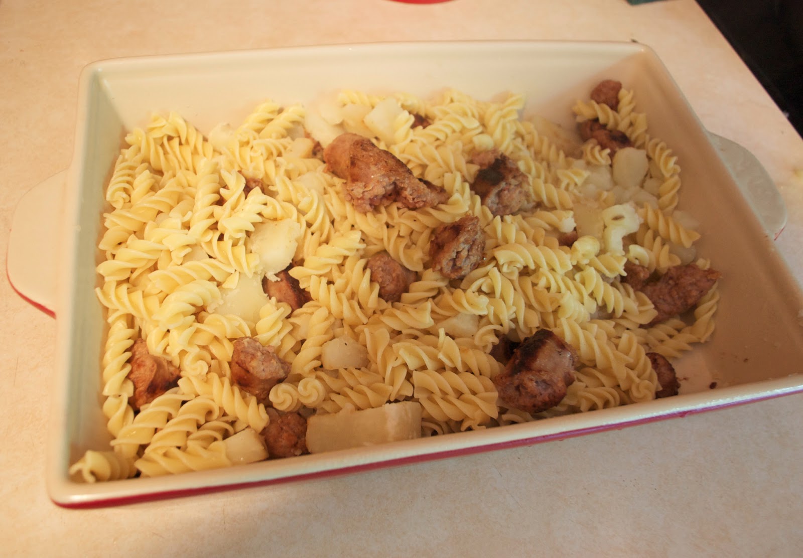 Sausage Pasta Velveeta Casserole VelveetaRecipes My Girlish Whims