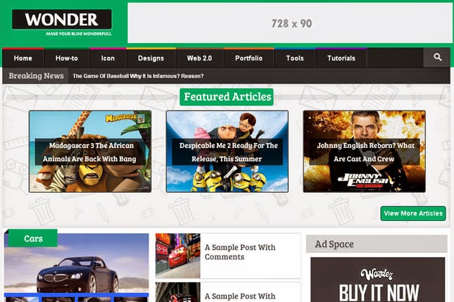 Wonder Responsive Blogger Template