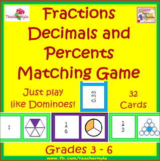 Nyla's Crafty Teaching: Fractions, Decimals and Percents Matching