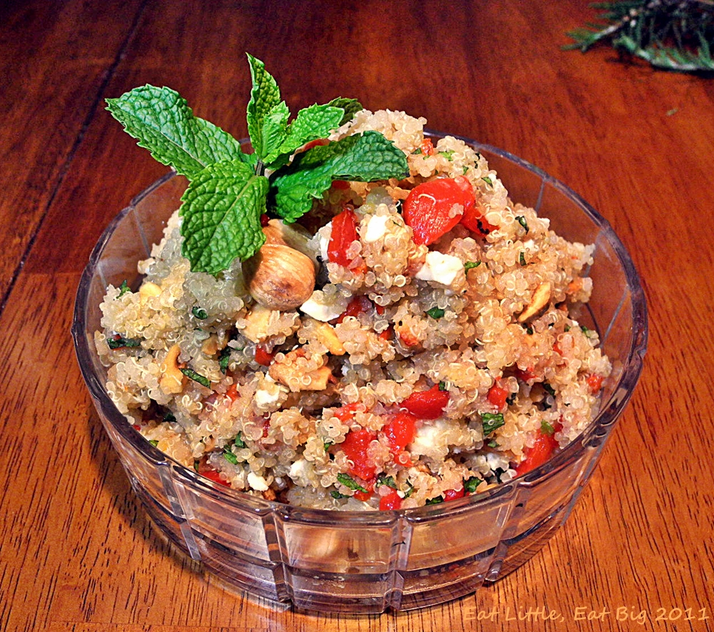 Recipe for Quinoa Salad with Roasted Red Pepper, Feta, Mint, and Almonds Eat Little, Eat Big