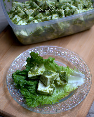 Green garlic shoots pesto and paneer salad..