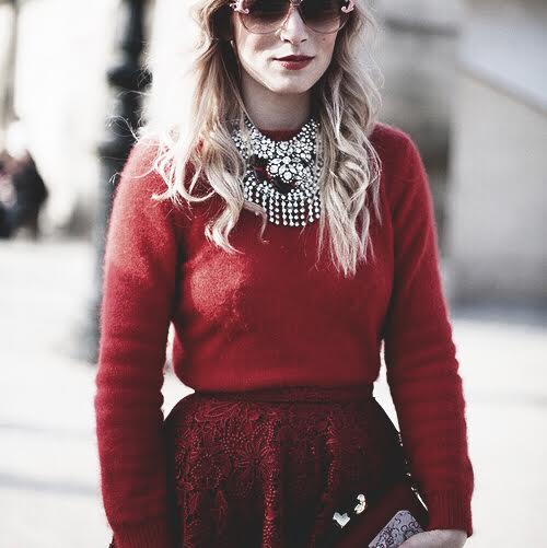 monochromatic outfit red