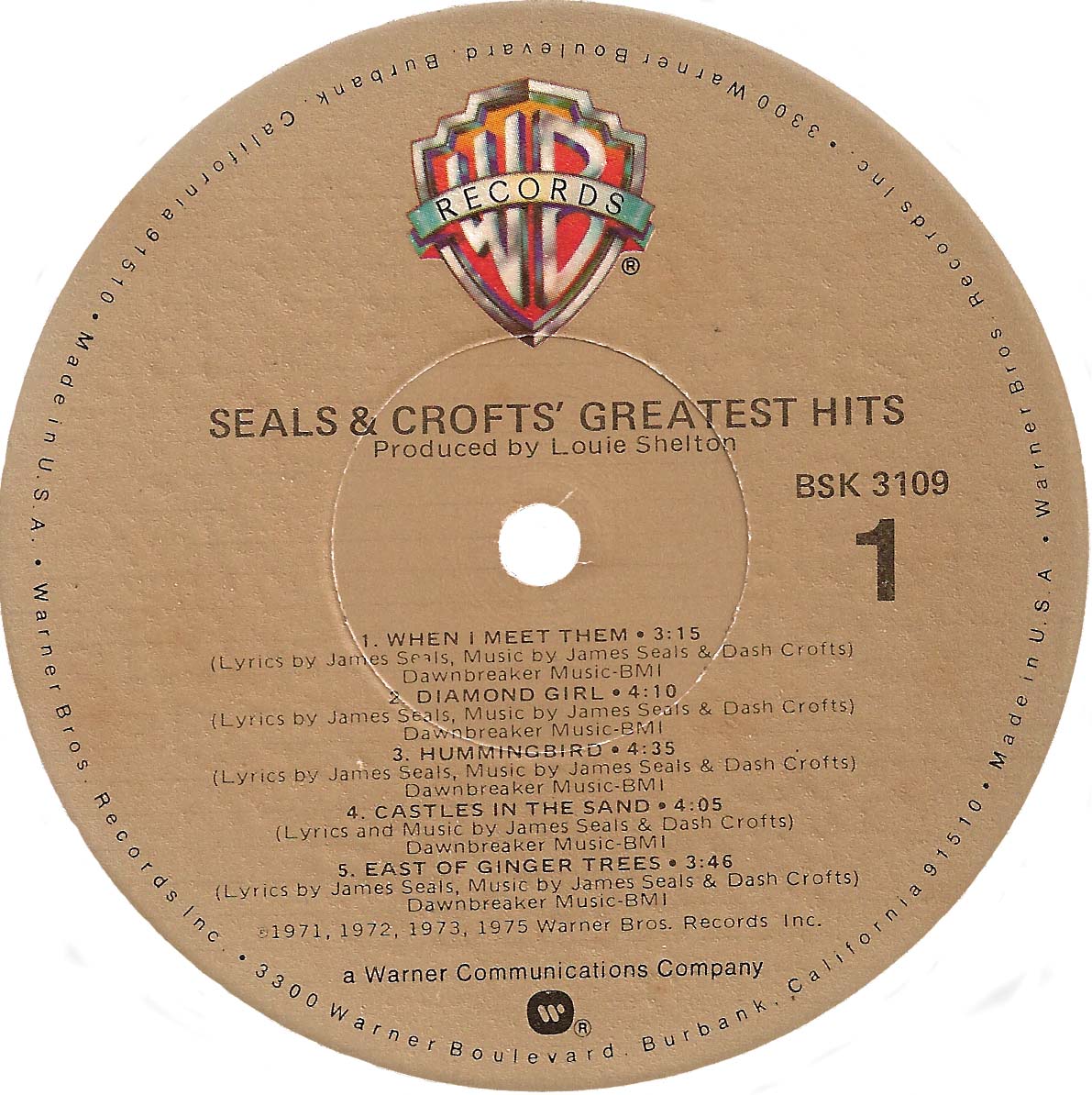 LA PLAYA MUSIC OLDIES SEALS AND CROFTS GREATEST HITS 1975