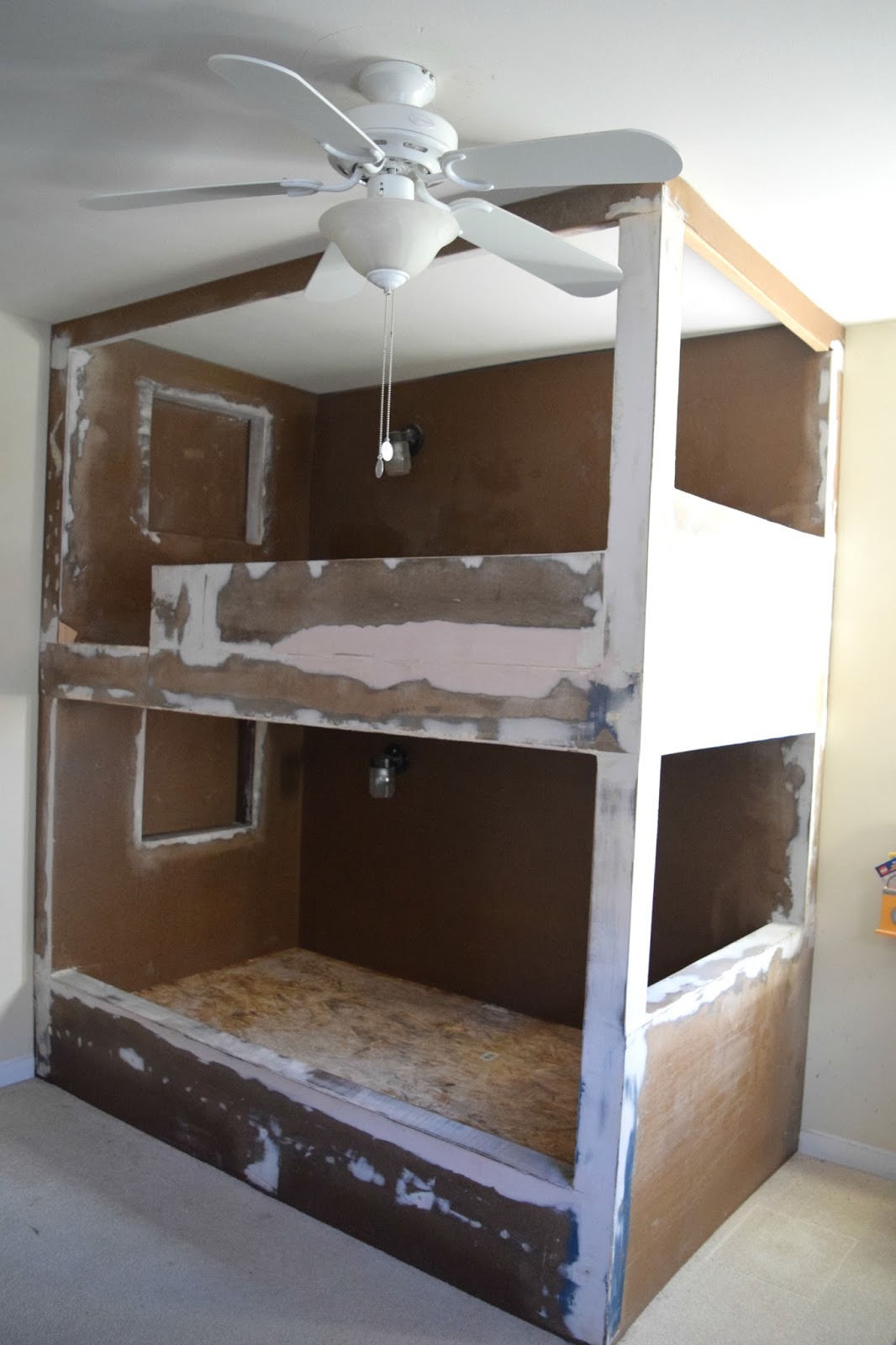 One Room Challenge Week 4 Starting To See Progress Our House Other Than That Little Hiccup There Has Been Great Strides Made In This Room The Bunk Beds Have Smoothed Out S Crevices Seams And What Not