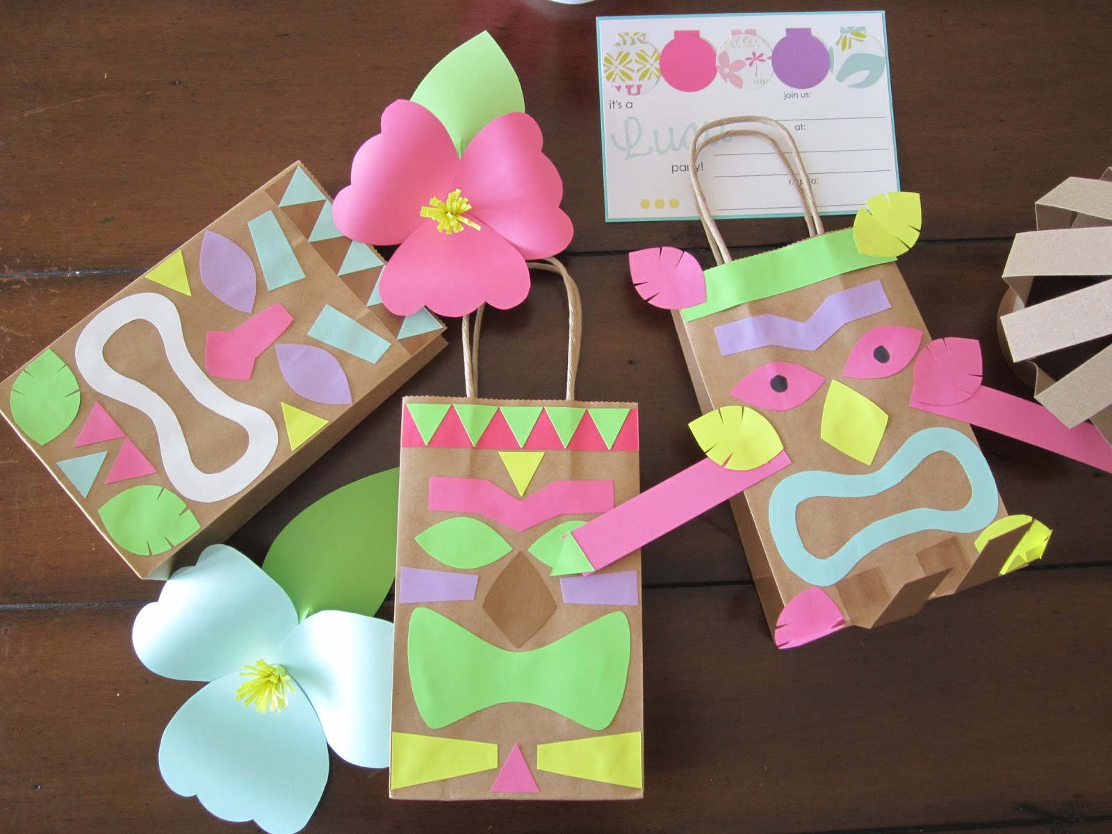 Homemade Luau Party Paper Bag Tiki Guy Design Sprinkle