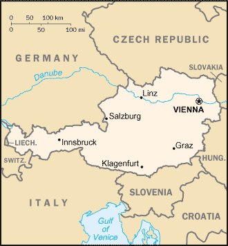 Mappa di Austria Regione provincia immagini