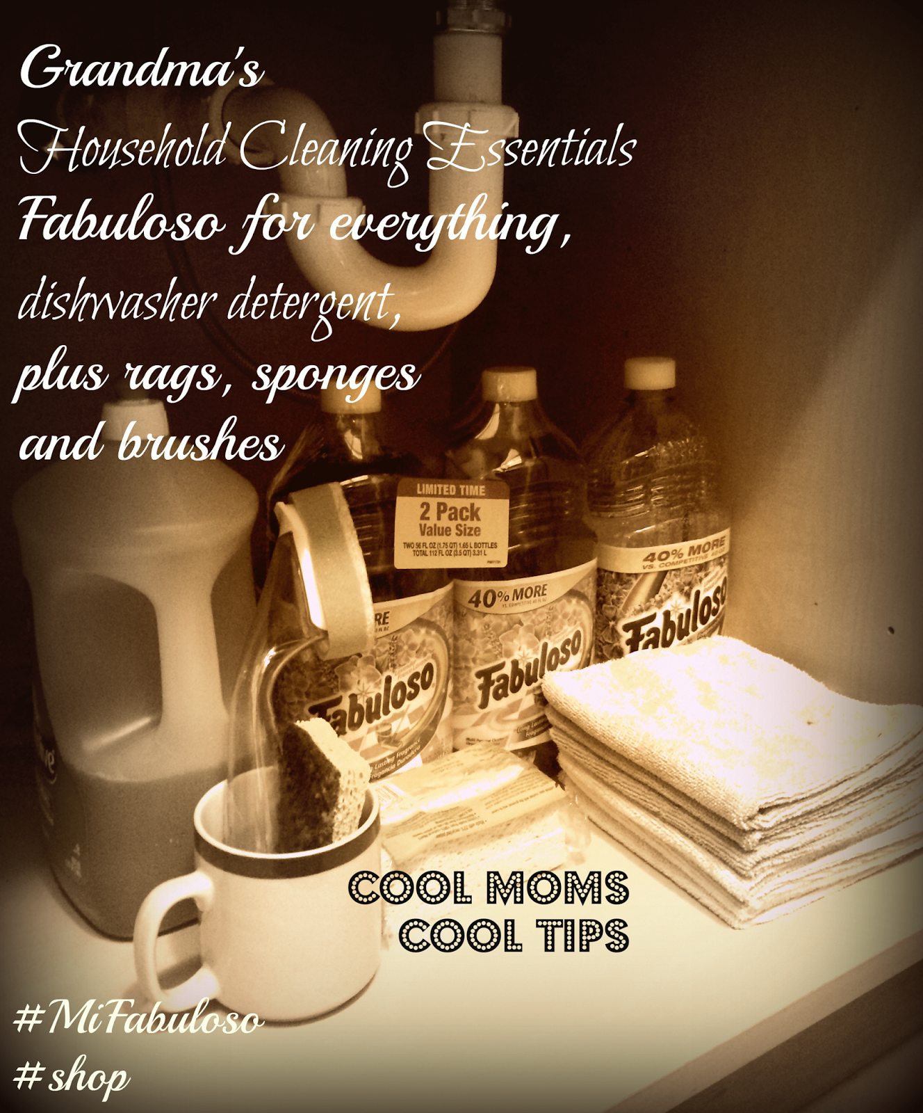 Cool Moms Cool Tips #MiFabuloso #shop #CollectiveBias Grandma's household cleaning essentials cabinet