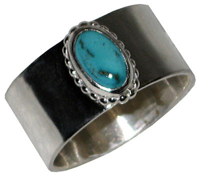 Silver and turquoise ring by Pat Jones