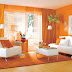 pink and Orange small living room design 