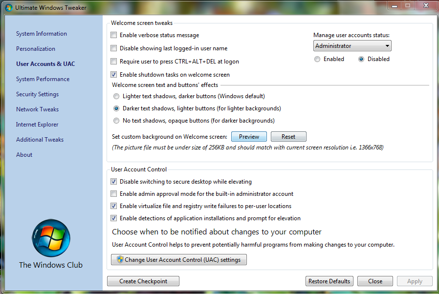 Windows Vista Default Registry