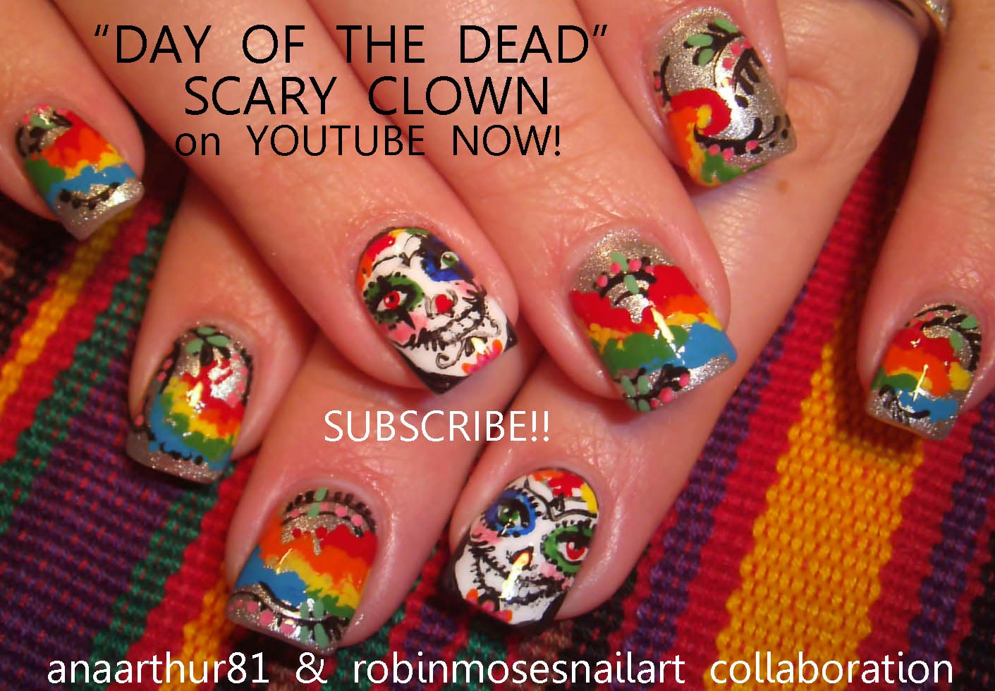 4. "Day of the Dead Skull Nail Design" - wide 5