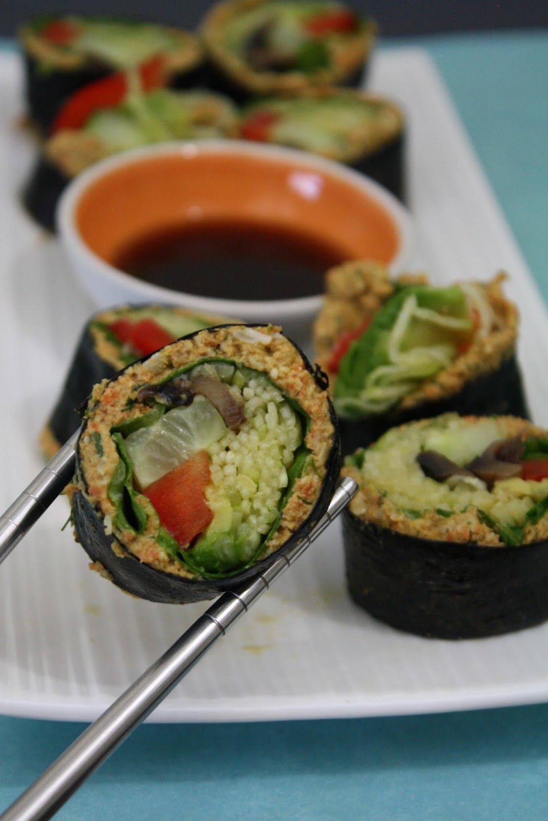 Food and Yoga for Life Raw Vegan "Salmon" Nori Rolls