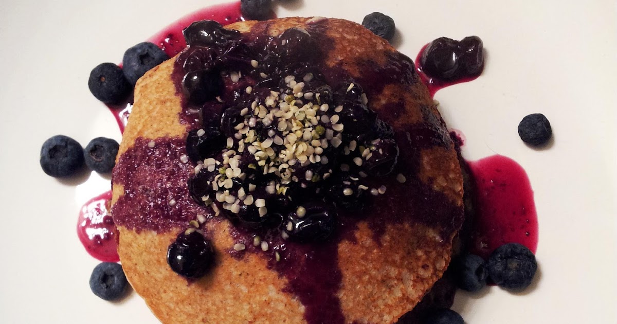 A Profound Hatred of Meat Hemp Heart Pancakes with Blueberry Compote