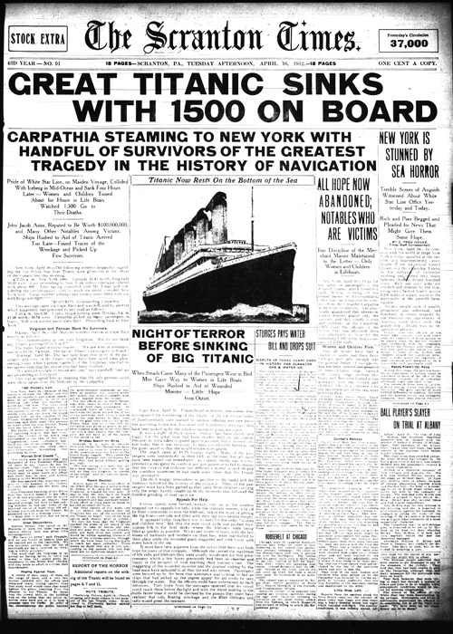 Titanic news articles image