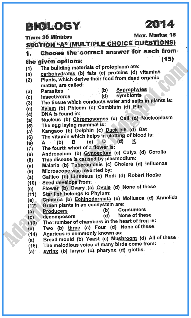 Biology past papers online
