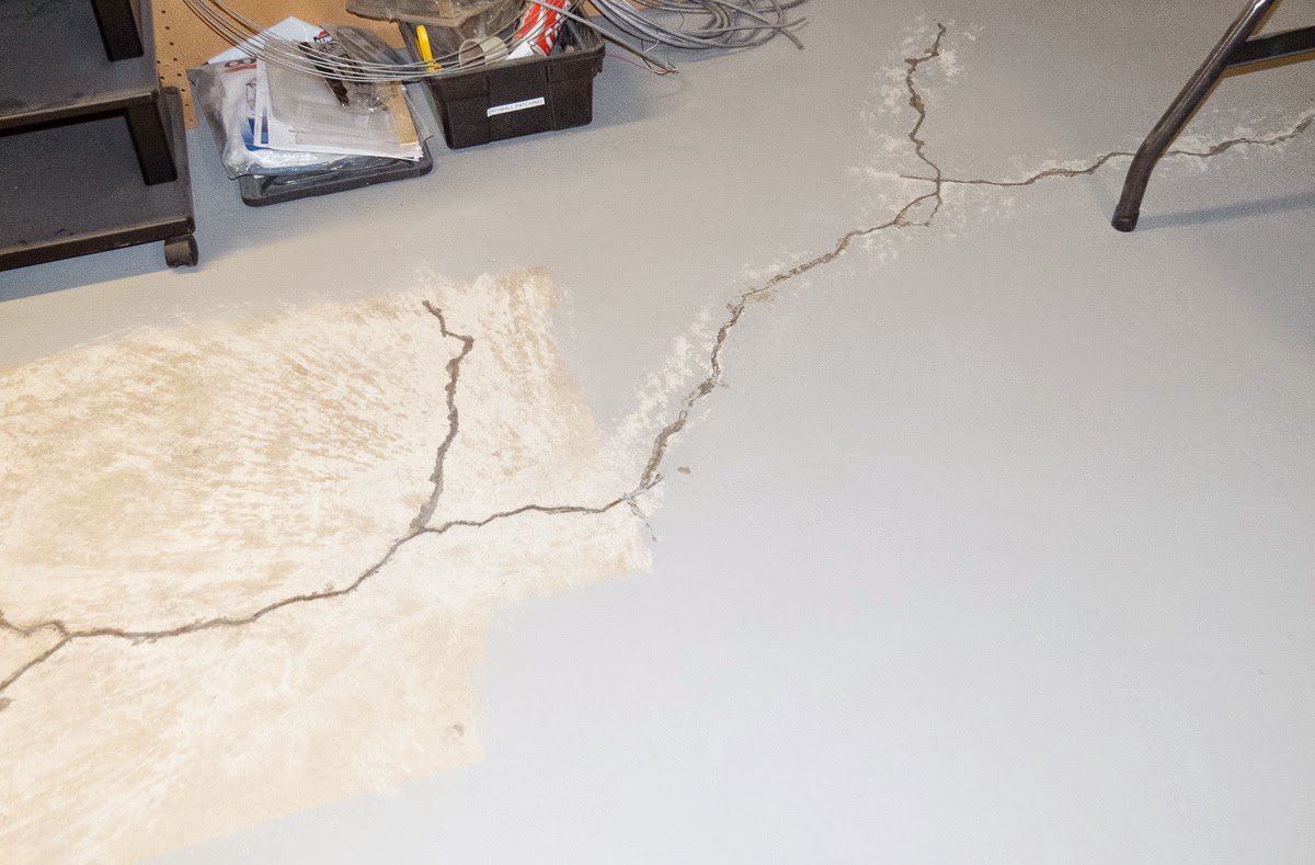 concrete paint epoxy floor basement crack fix things flush repairs sanding down sorting