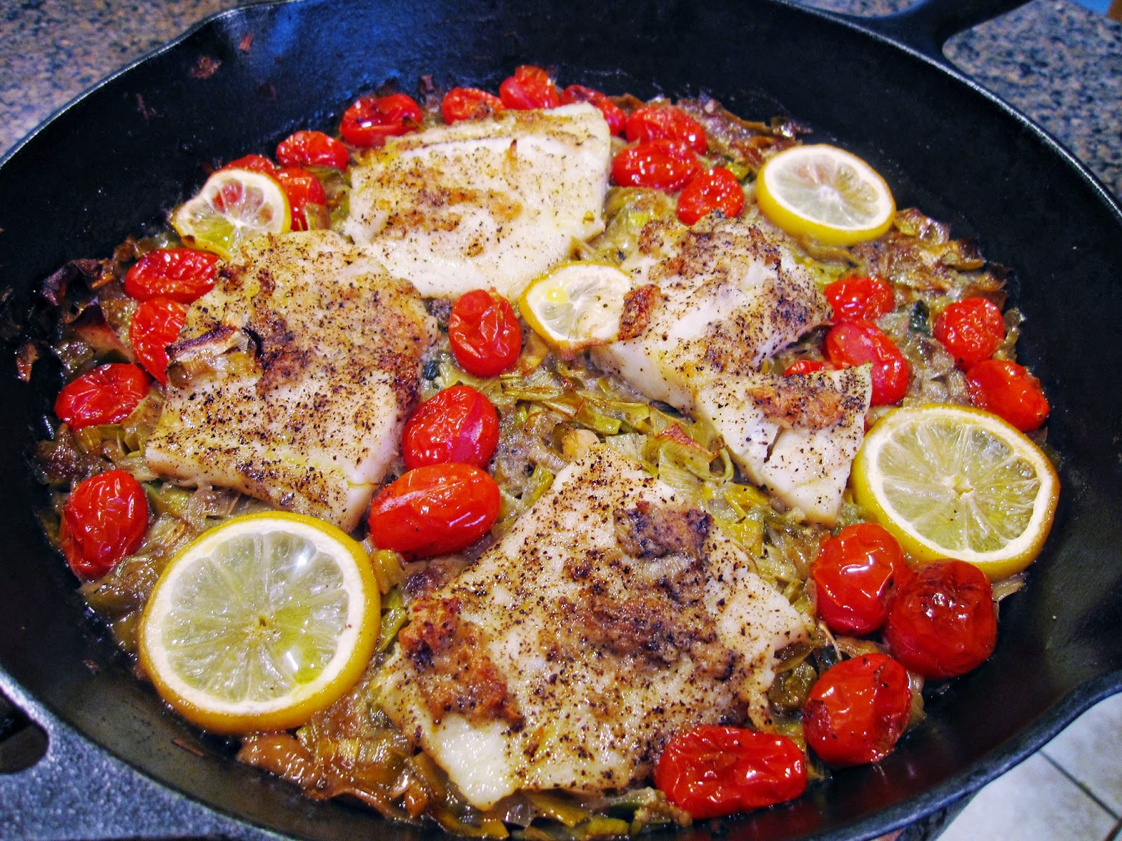 The Yuca Diaries Cod with Leeks and Cherry Tomatoes