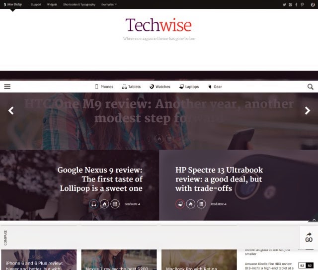 Techwise - Drag & Drop Magazine w/ Comparisons WordPress Theme