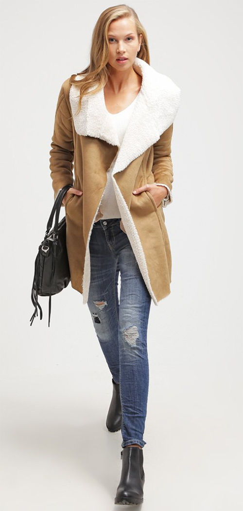 Manteau femme hiver court camel Vila