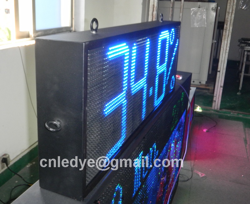 PetroLed Large Blue led clock, Outdoor Led Time, Temperature Signs