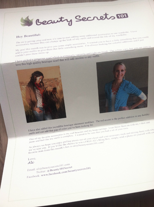 Ali's Bling Box - November 2012 Review - Women's Monthly Subscription Boxes Ali's Bling Box - November 2012 Review - Women's Monthly Subscription Boxes