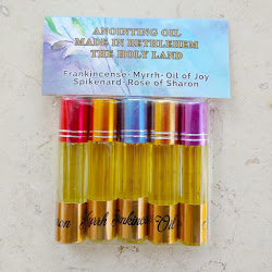 A set of 5 Anointing oils Spikenard,Myrrh + Rose of Sharon,Oil of Joy ,Frankincense