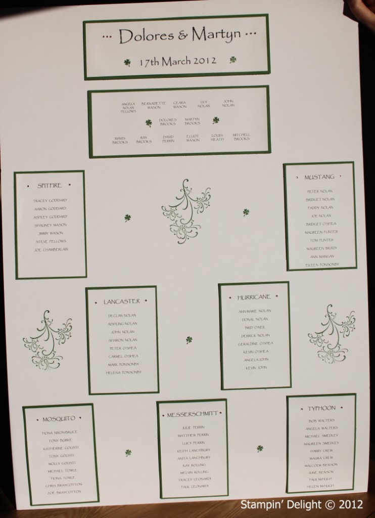 I also had the pleasure of doing the Table Plan which I designed like this