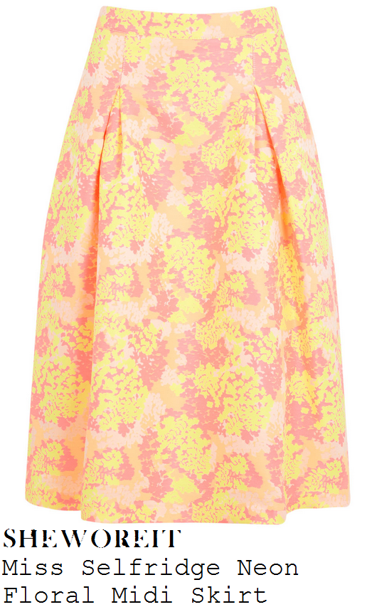 lauren-pope-peach-orange-pink-and-yellow-floral-print-high-waisted-full-midi-skirt-polo