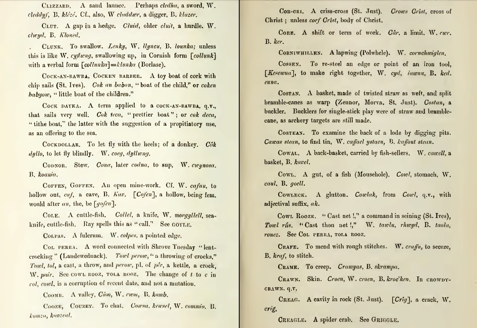Celtic Words in Cornish Dialect Glossary of Celtic Words in Cornish